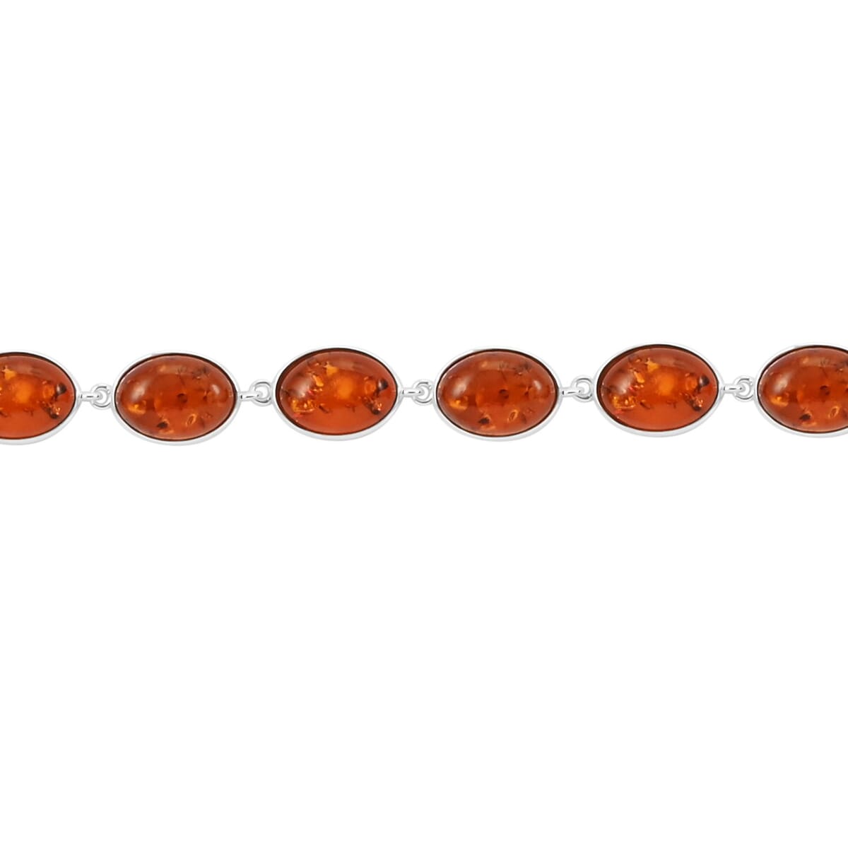 Baltic Amber Station Bracelet in Sterling Silver (6.50-8.50In) image number 2