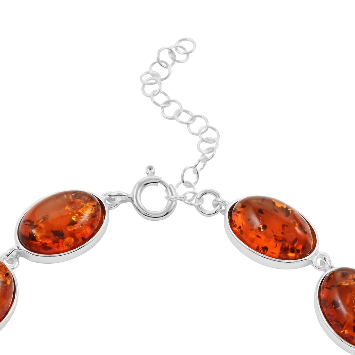 Baltic Amber Station Bracelet in Sterling Silver (6.50-8.50In) image number 3