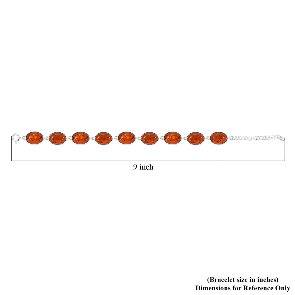 Baltic Amber Station Bracelet in Sterling Silver (6.50-8.50In) image number 4