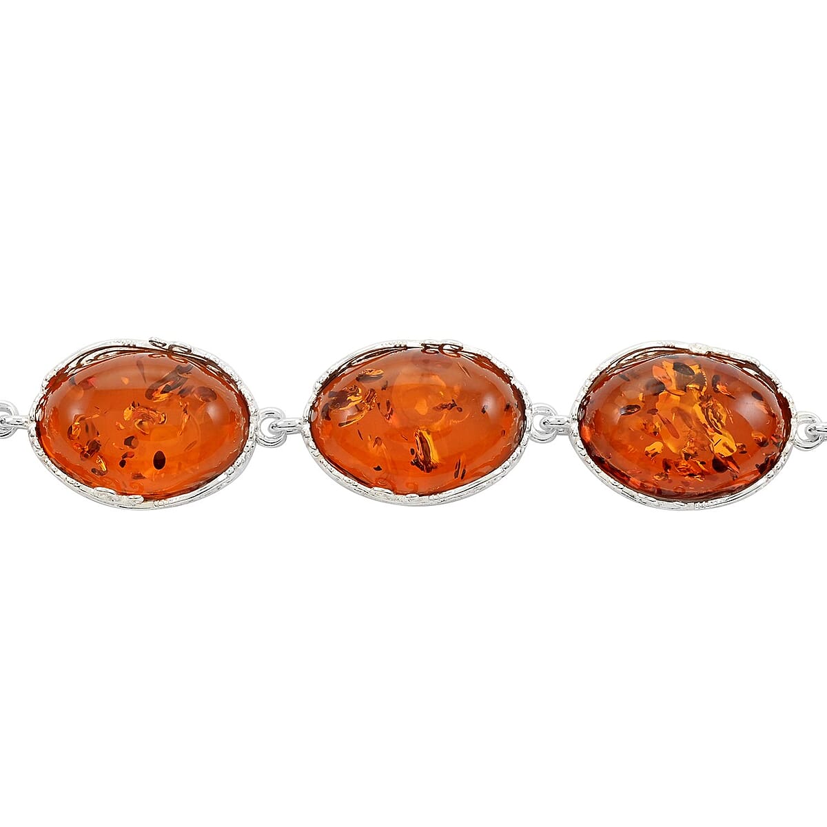 Baltic Amber Station Bracelet in Sterling Silver (6.50-8.50In) image number 2