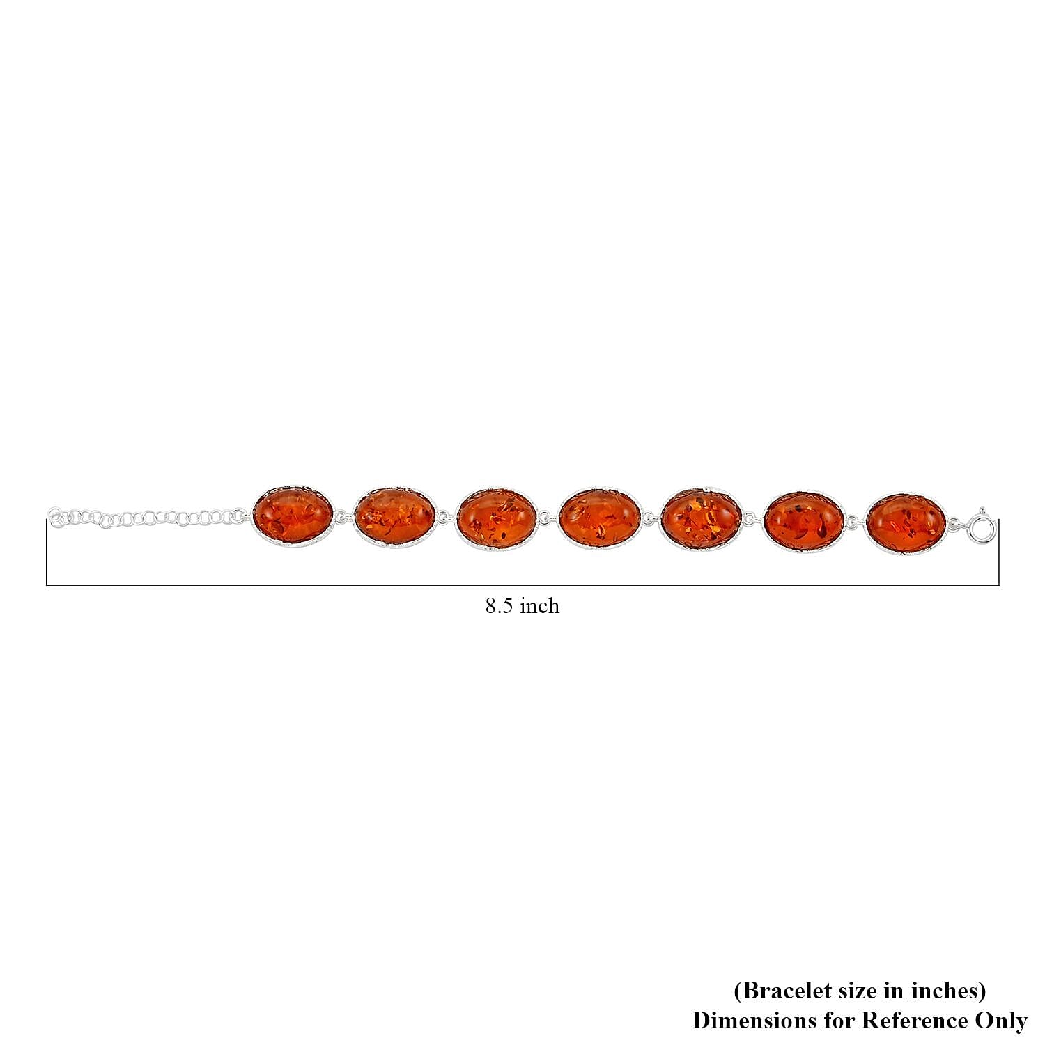 Baltic Amber Station Bracelet in Sterling Silver