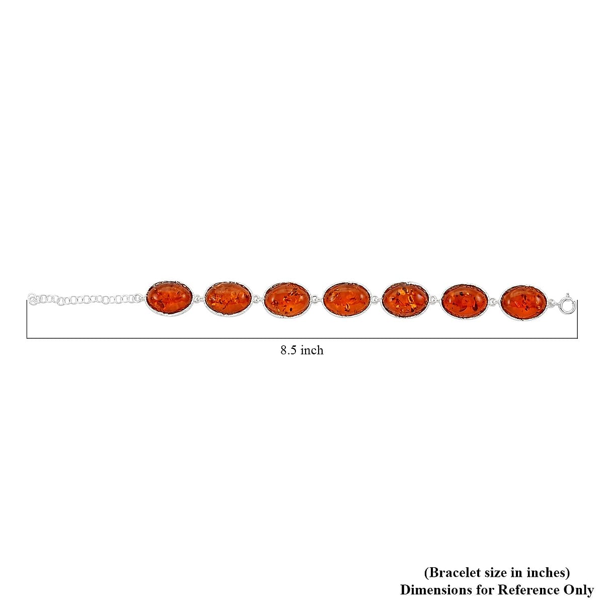 Baltic Amber Station Bracelet in Sterling Silver (6.50-8.50In) image number 4
