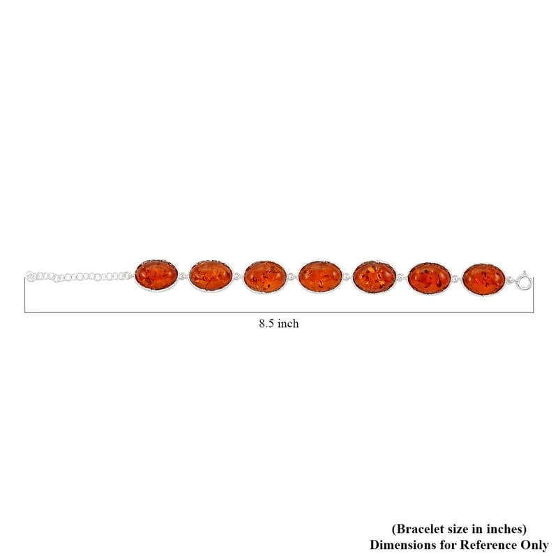 Baltic Amber Station Bracelet in Sterling Silver