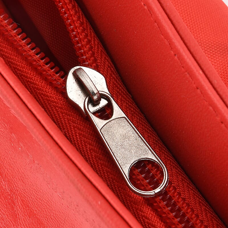 Red Patch Work Sheep Leather Crossbody Bag with Faux Leather Trim with Adjustable Shoulder Strap