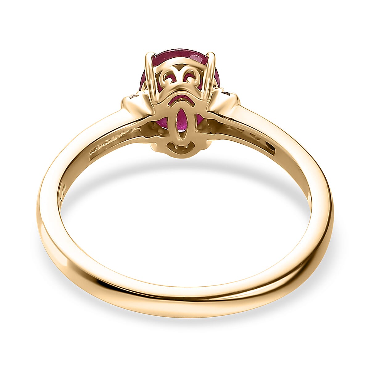 Luxoro 10K Yellow Gold Premium Montepuez Ruby and Diamond Ring (Size 6.5) 1.60 ctw image number 4