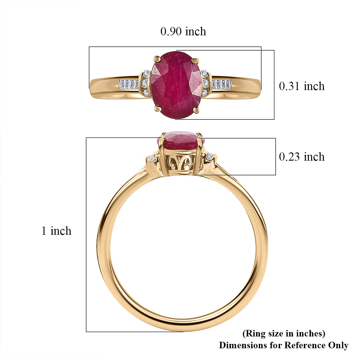 Luxoro 10K Yellow Gold Premium Montepuez Ruby and Diamond Ring (Size 6.5) 1.60 ctw image number 5
