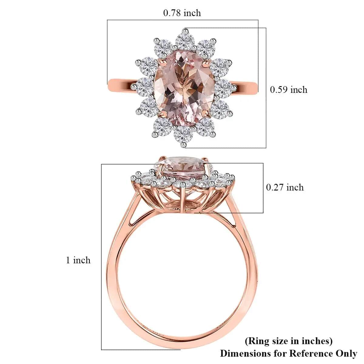 Luxoro AAA Pink Morganite Sunburst Ring, Morganite Ring, Moissanite Accent Ring, Sunburst Halo Ring, 10K Rose Gold Ring, Wedding Ring For Her 2.15 ctw image number 5