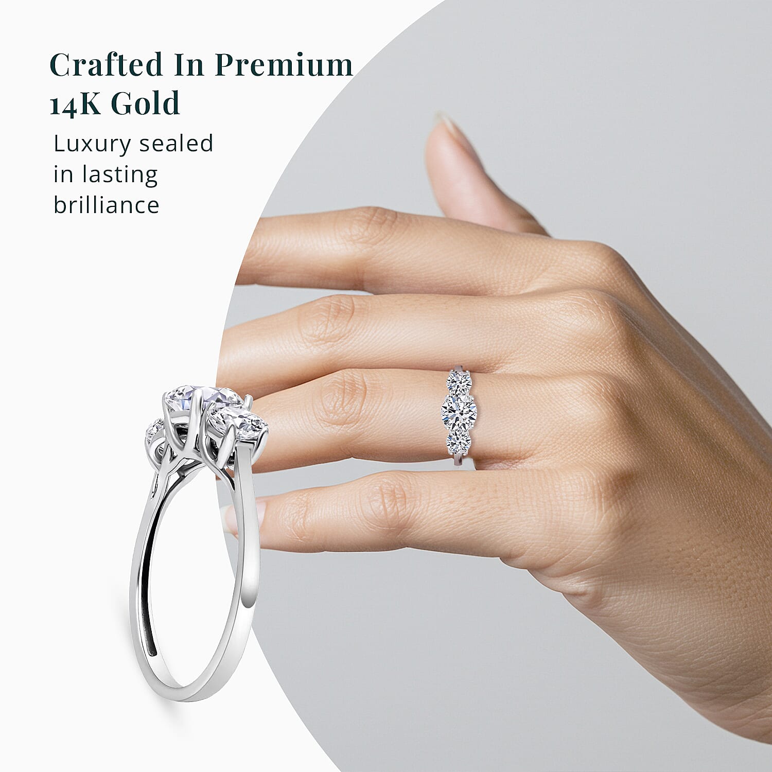 Luxoro 14K White Gold Luxuriant Lab Grown Diamond G-H SI Trilogy Ring (Size 7.5) 1.50 ctw