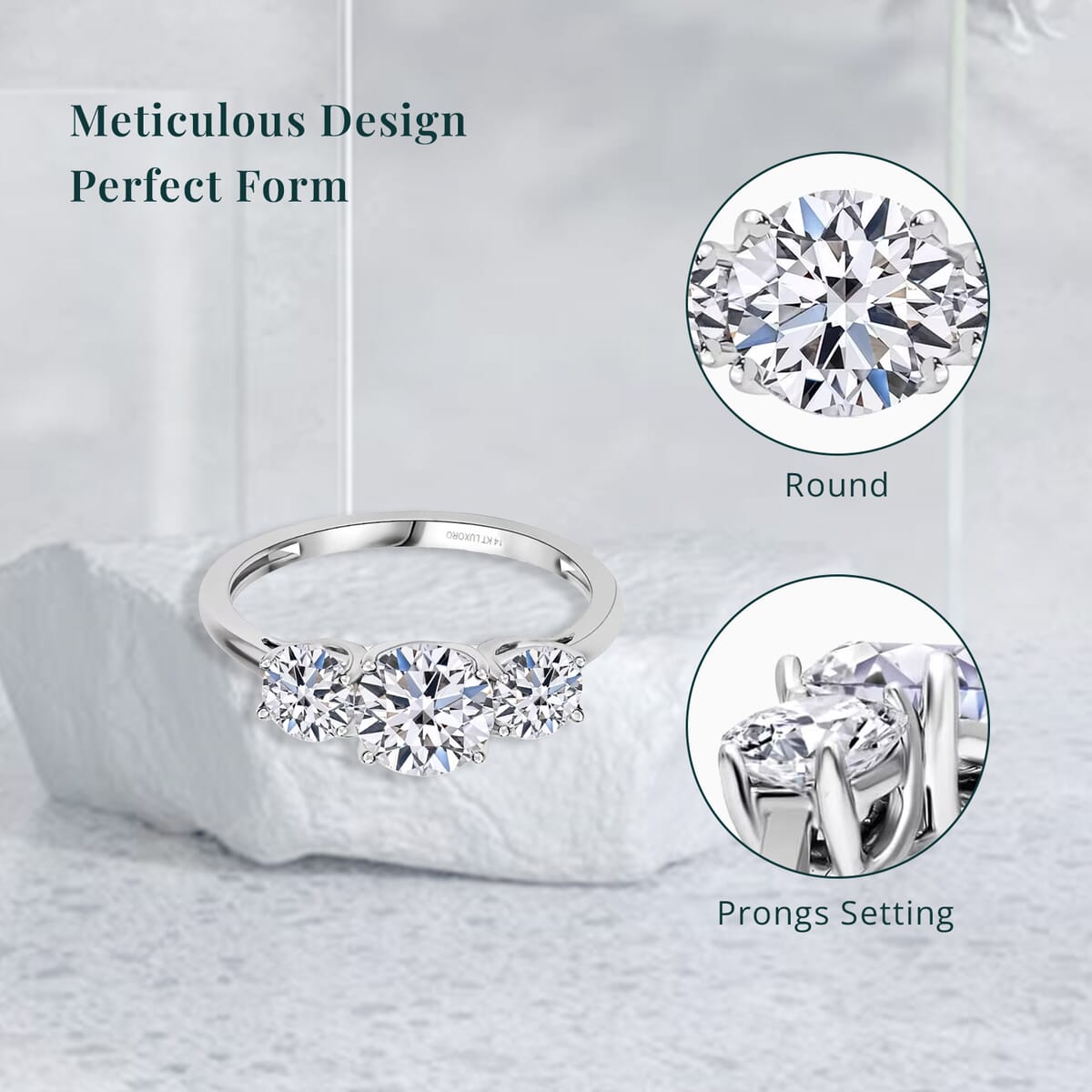 Luxoro 14K White Gold Luxuriant Lab Grown Diamond G-H SI Trilogy Ring (Size 7.5) 1.50 ctw image number 5