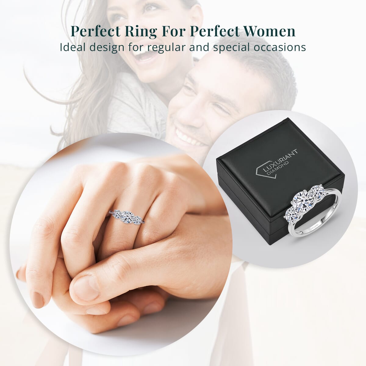 Luxoro 14K White Gold Luxuriant Lab Grown Diamond G-H SI Trilogy Ring (Size 7.5) 1.50 ctw image number 6