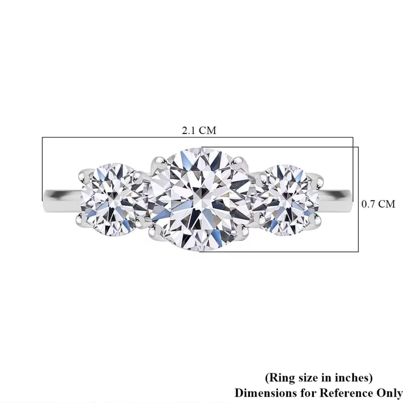 Luxoro 14K White Gold Luxuriant Lab Grown Diamond G-H SI Trilogy Ring (Size 7.5) 1.50 ctw