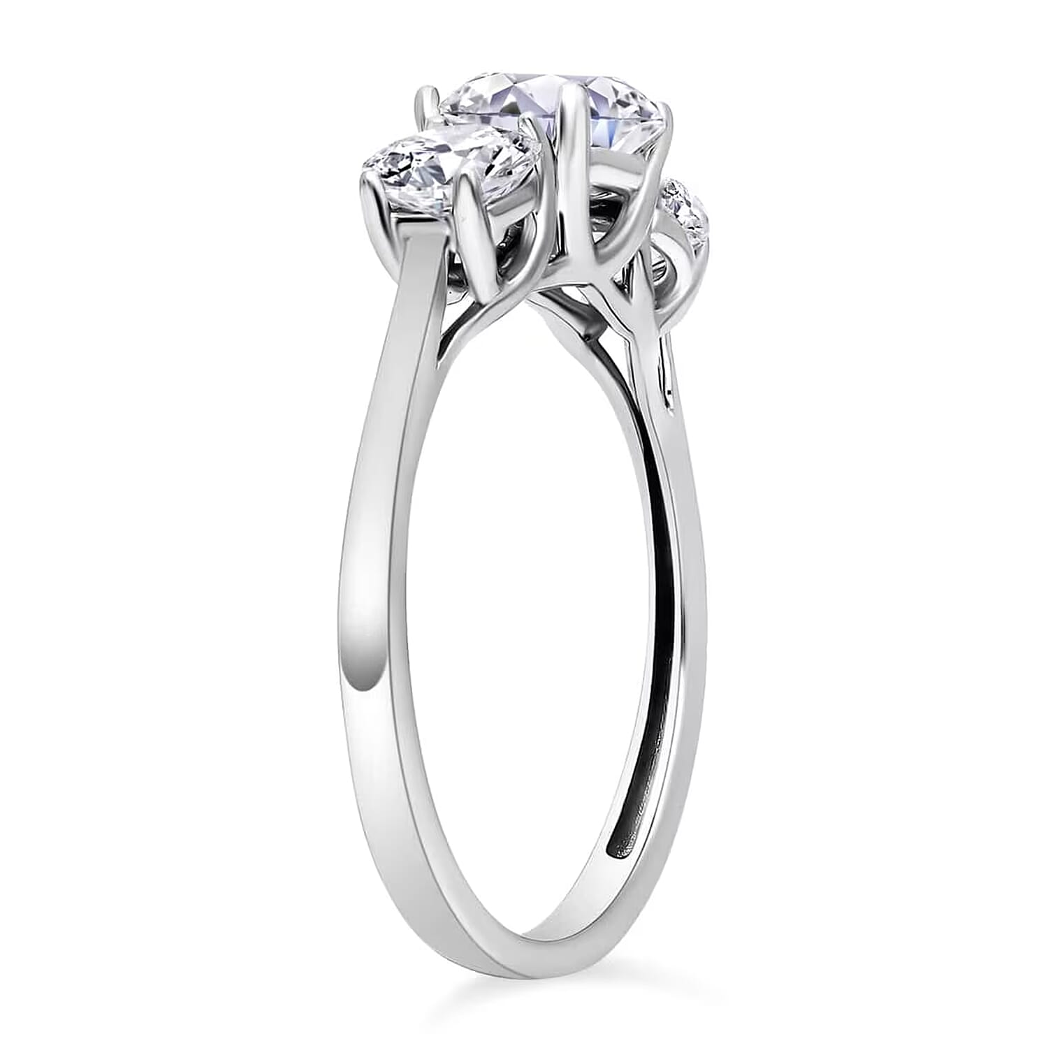 Luxoro 14K White Gold Luxuriant Lab Grown Diamond G-H SI Trilogy Ring (Size 7.5) 1.50 ctw