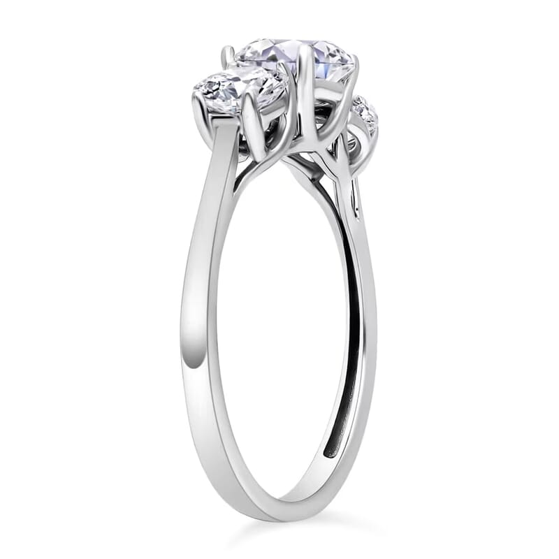 Luxoro 14K White Gold Luxuriant Lab Grown Diamond G-H SI Trilogy Ring (Size 7.5) 1.50 ctw