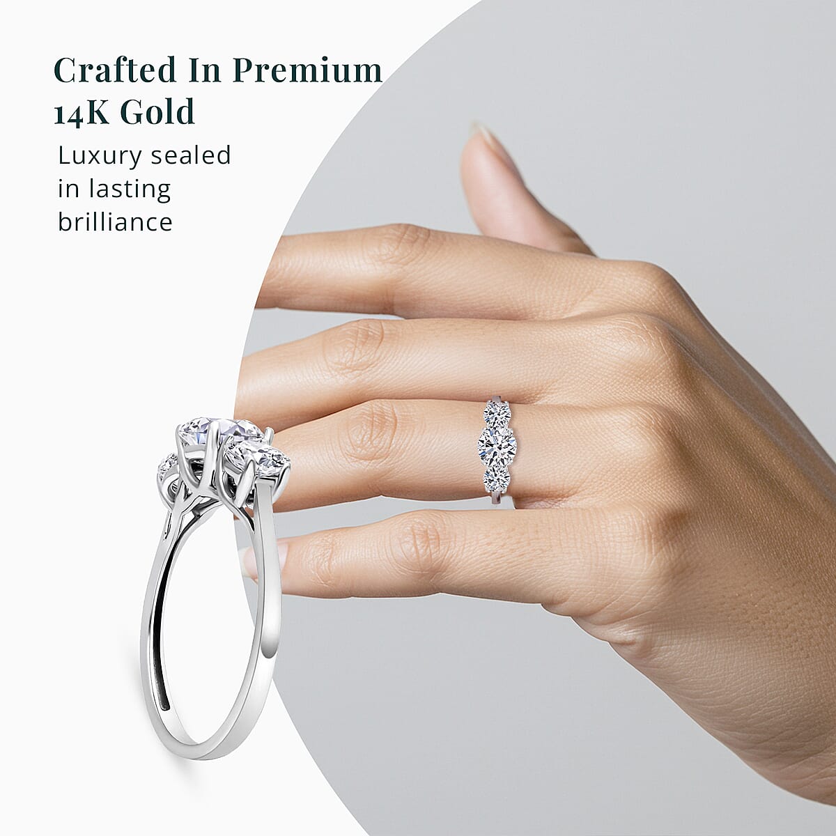Luxoro 14K White Gold Luxuriant Lab Grown Diamond G-H SI Trilogy Ring (Size 8.5) 1.50 ctw image number 4