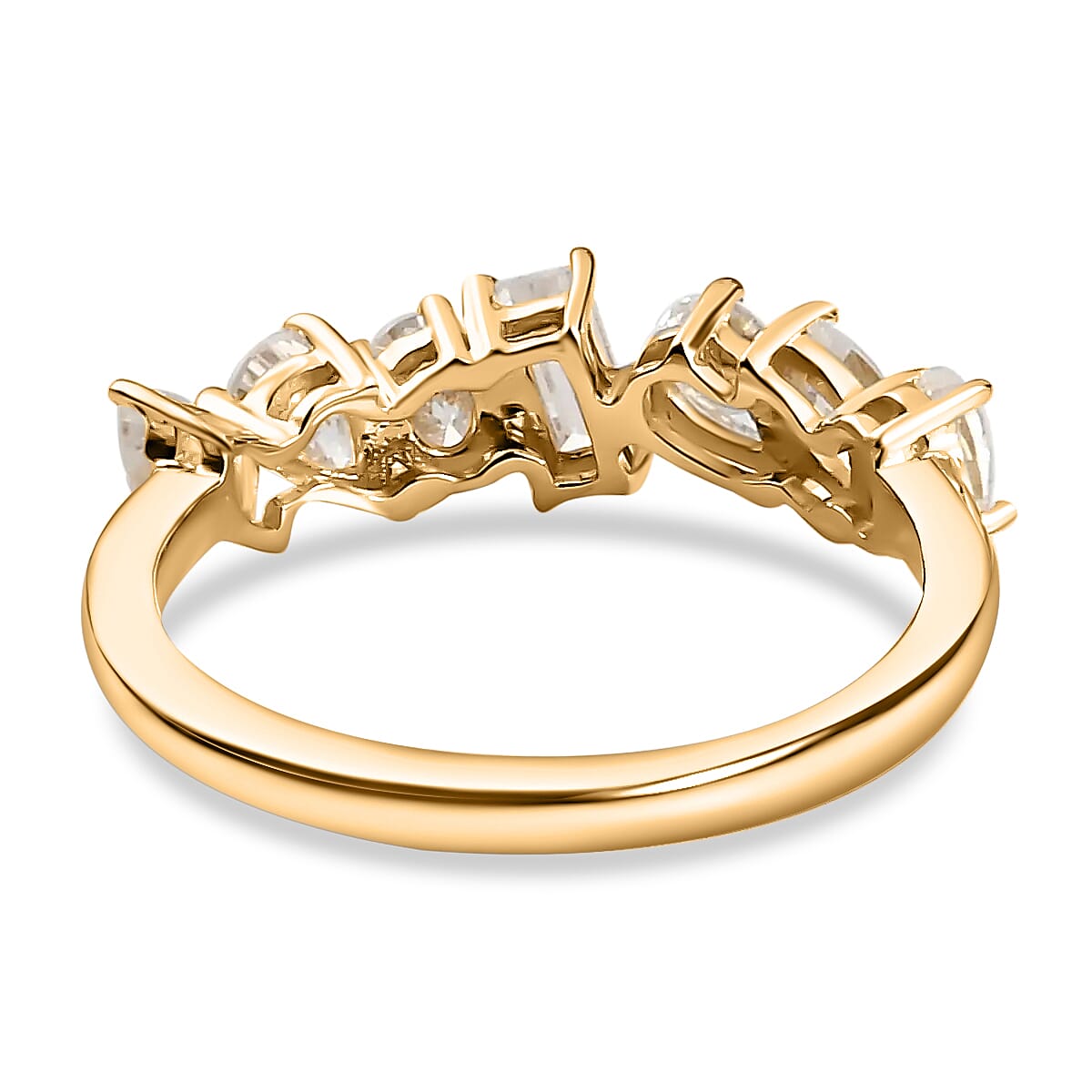 Luxoro 10K Yellow Gold Moissanite Mixed Shape Band Ring (Size 6.0) 1.15 ctw