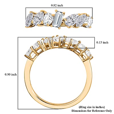 Luxoro 10K Yellow Gold Moissanite Mixed Shape Band Ring (Size 6.0) 1.15 ctw