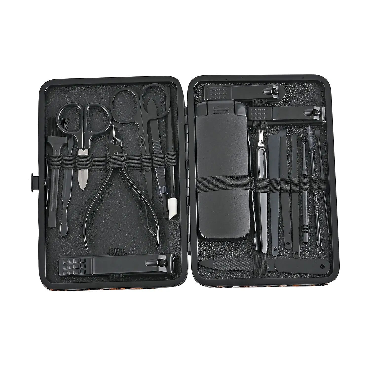 Stainless Steel 20 Pieces Manicure Grooming Kit, Professional Nail Kit For Women, Nail Cleaning Kit With Nail Clippers, Women Portable Travel Kit - Brown Leopard Faux Leather Case