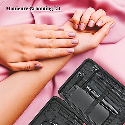 Stainless Steel 20 Pieces Manicure Grooming Kit, Professional Nail Kit For Women, Nail Cleaning Kit With Nail Clippers, Women Portable Travel Kit - Brown Leopard Faux Leather Case