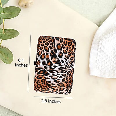 Stainless Steel 20 Pieces Manicure Grooming Kit, Professional Nail Kit For Women, Nail Cleaning Kit With Nail Clippers, Women Portable Travel Kit - Brown Leopard Faux Leather Case