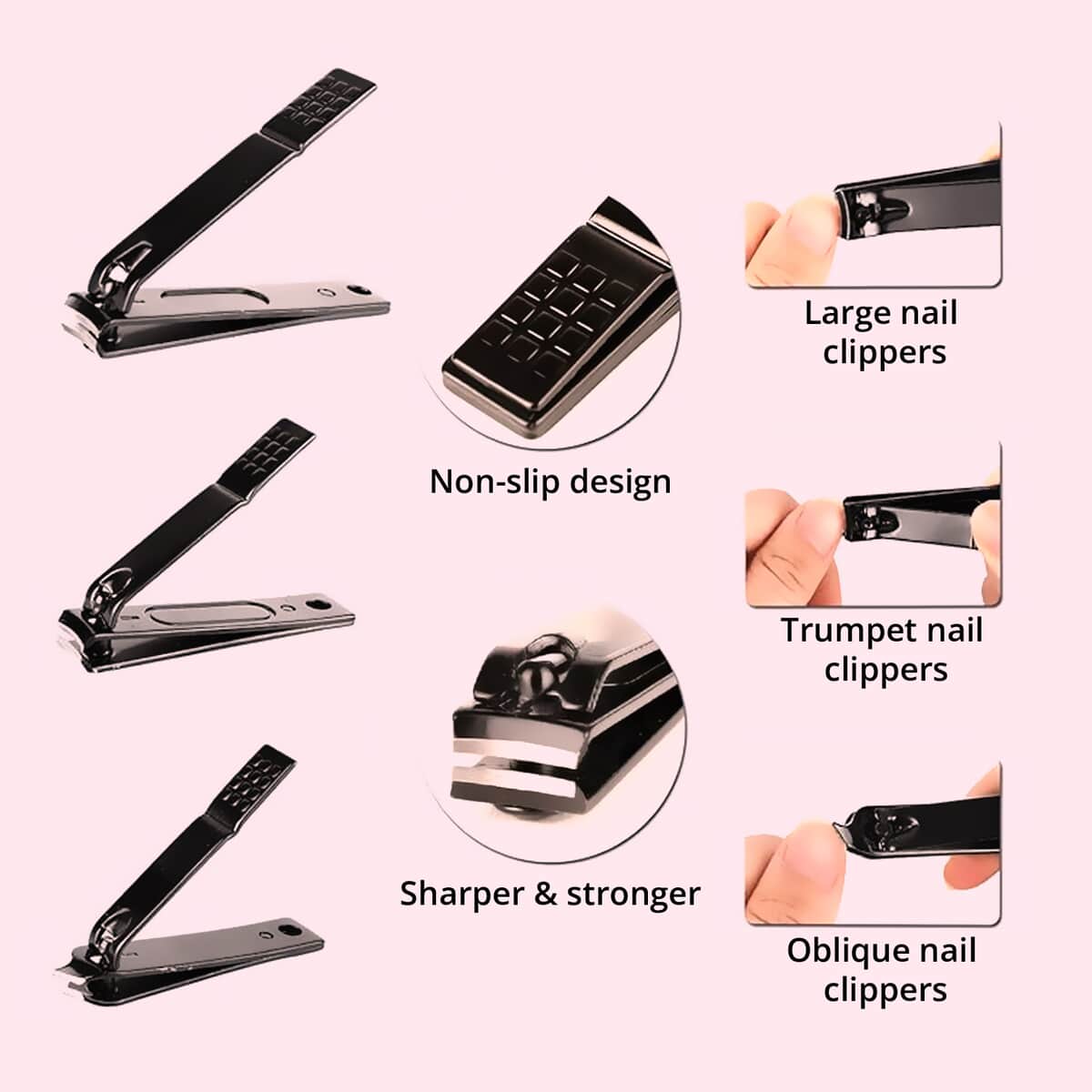 Stainless Steel 20 Pieces Manicure Grooming Kit, Professional Nail Kit For Women, Nail Cleaning Kit With Nail Clippers, Women Portable Travel Kit - Pink Leopard Faux Leather Case image number 2