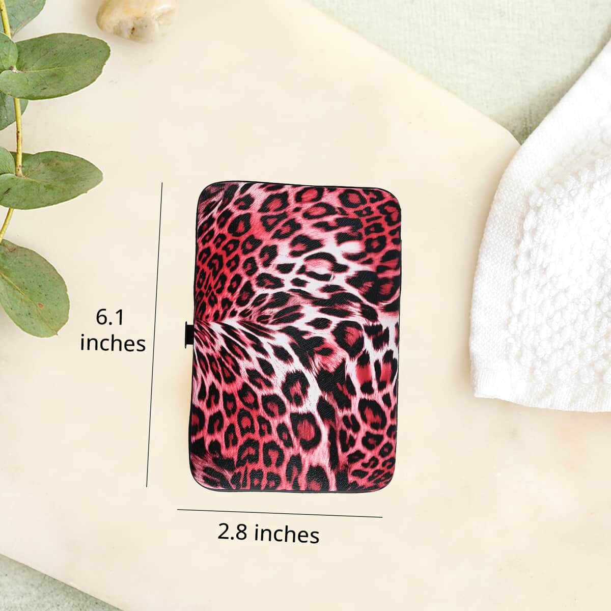 Stainless Steel 20 Pieces Manicure Grooming Kit, Professional Nail Kit For Women, Nail Cleaning Kit With Nail Clippers, Women Portable Travel Kit - Pink Leopard Faux Leather Case image number 7