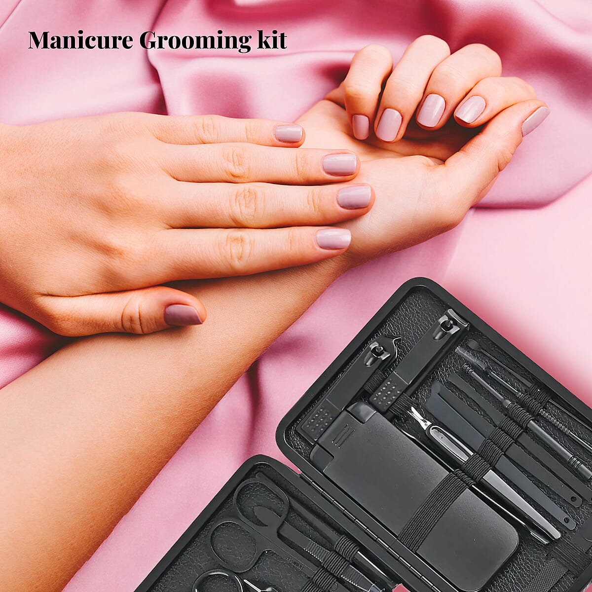 Stainless Steel 20 Pieces Manicure Grooming Kit, Professional Nail Kit For Women, Nail Cleaning Kit With Nail Clippers, Women Portable Travel Kit - Burgundy Faux Leather Case image number 1