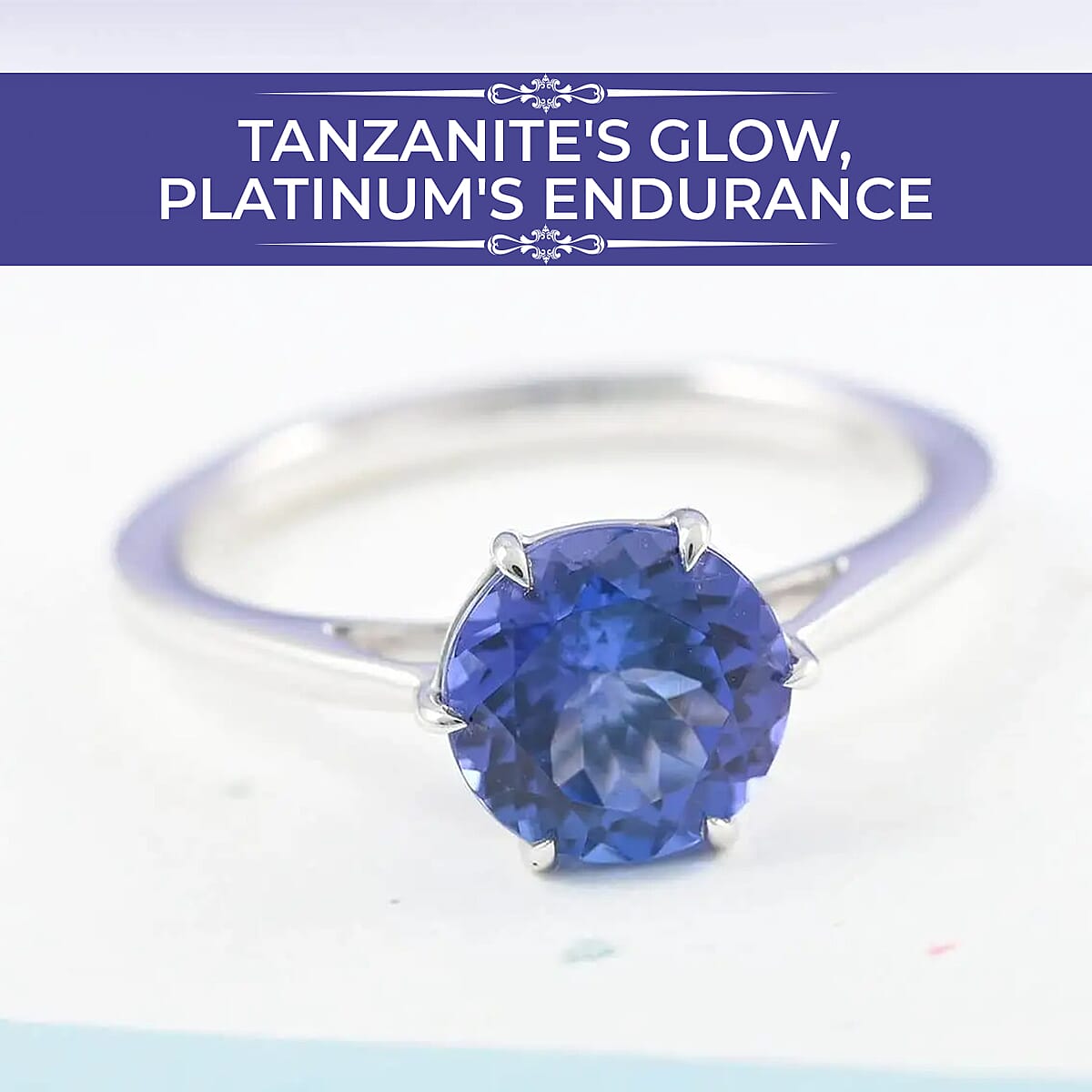 Certified and Appraised Rhapsody AAAA Tanzanite 2.15 ctw Solitaire Ring in 950 Platinum, Wedding Ring 4.24 Grams (Size 6.5) image number 1