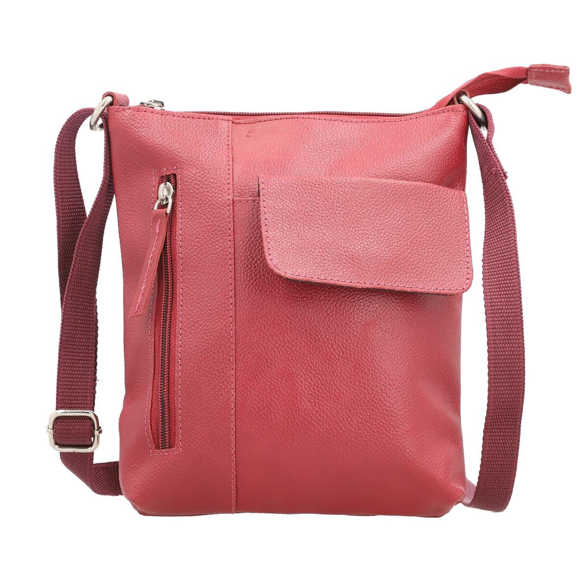 Magenta Genuine Leather Crossbody Bag image number 0