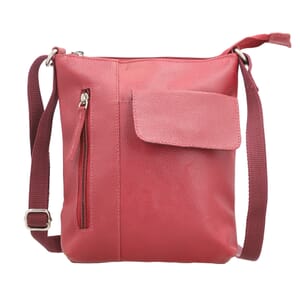 Magenta Genuine Leather Crossbody Bag