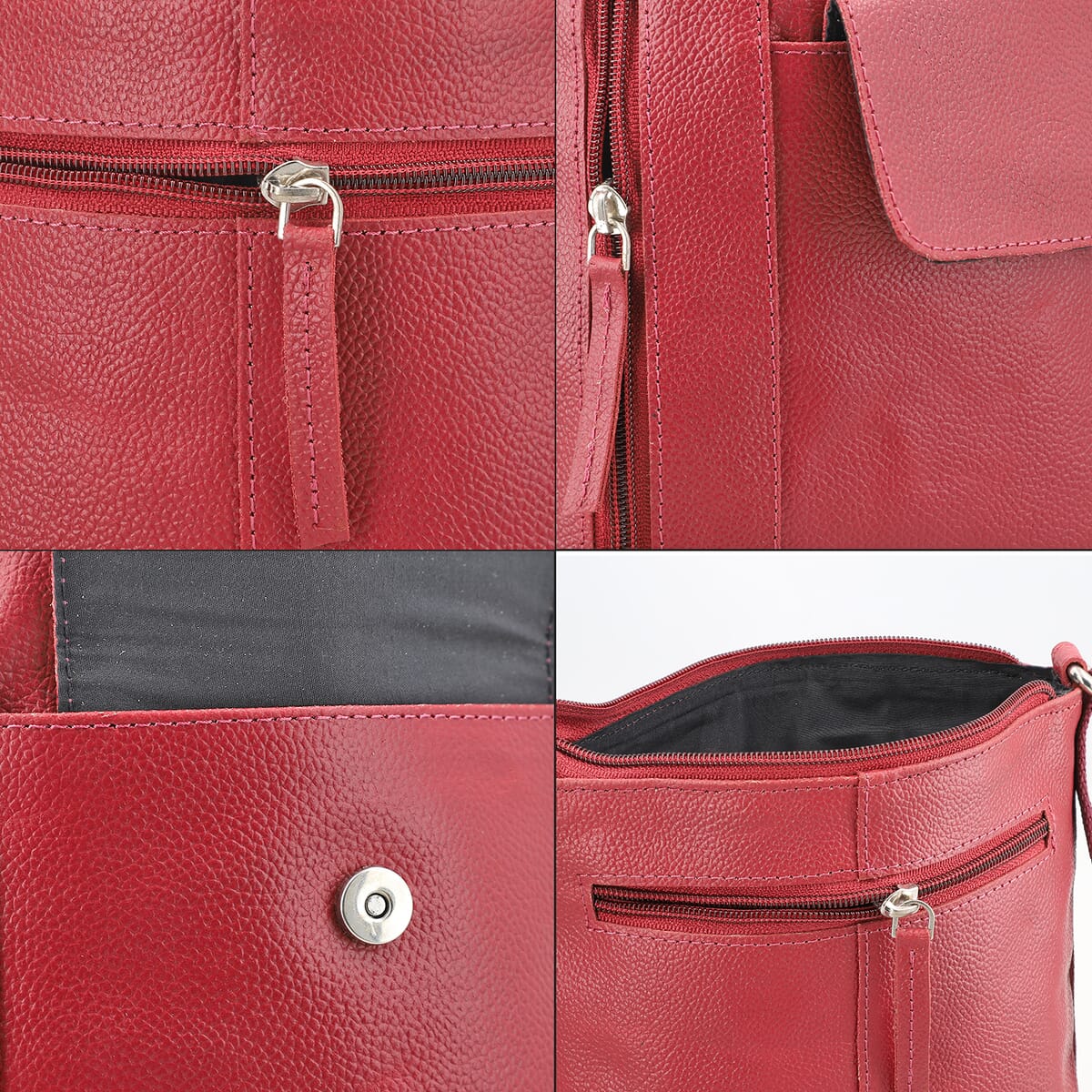 Magenta Genuine Leather Crossbody Bag image number 5