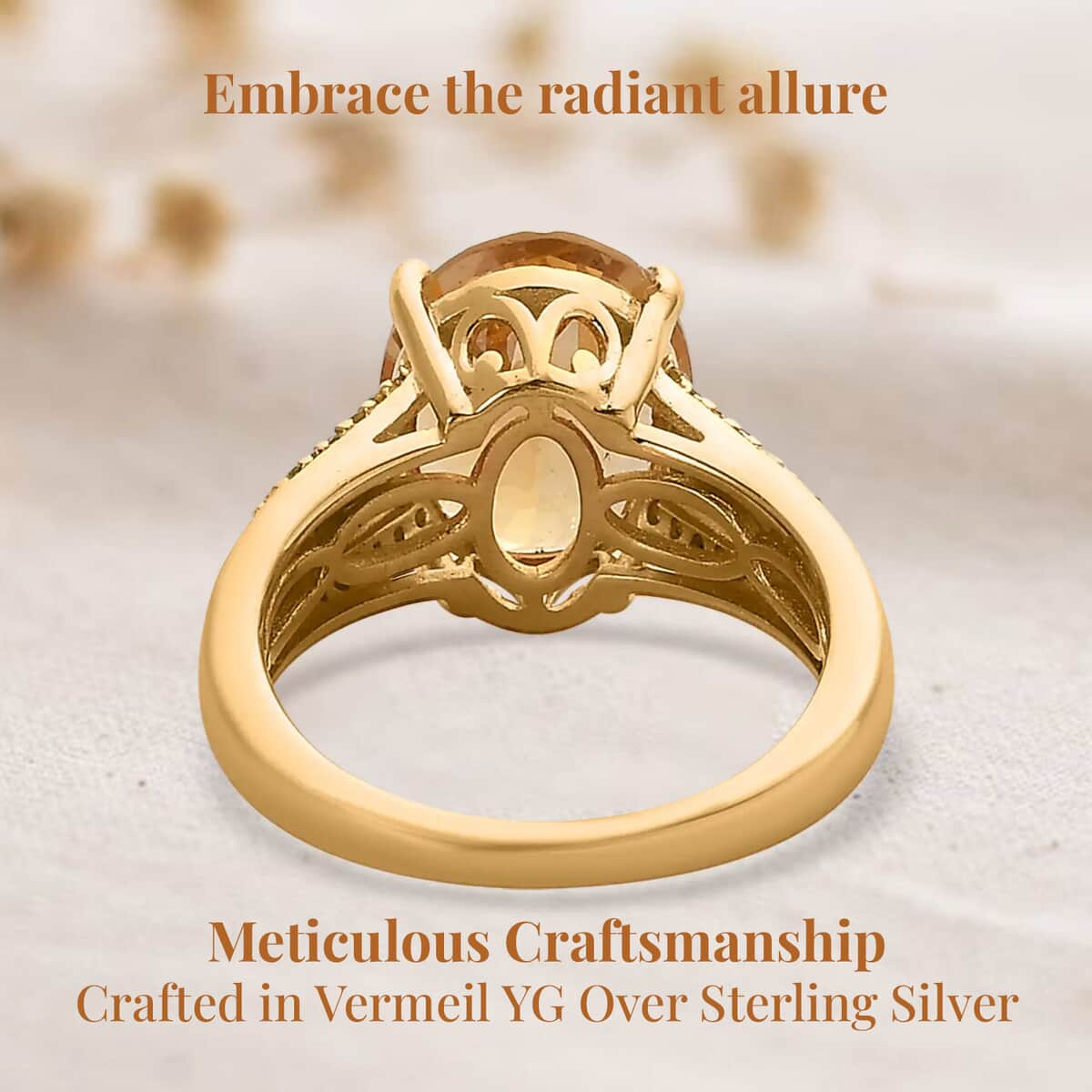 Premium Brazilian Heliodor and Moissanite, Natural Yellow Diamond Ring in Vermeil Yellow Gold Over Sterling Silver 3.10 ctw image number 3