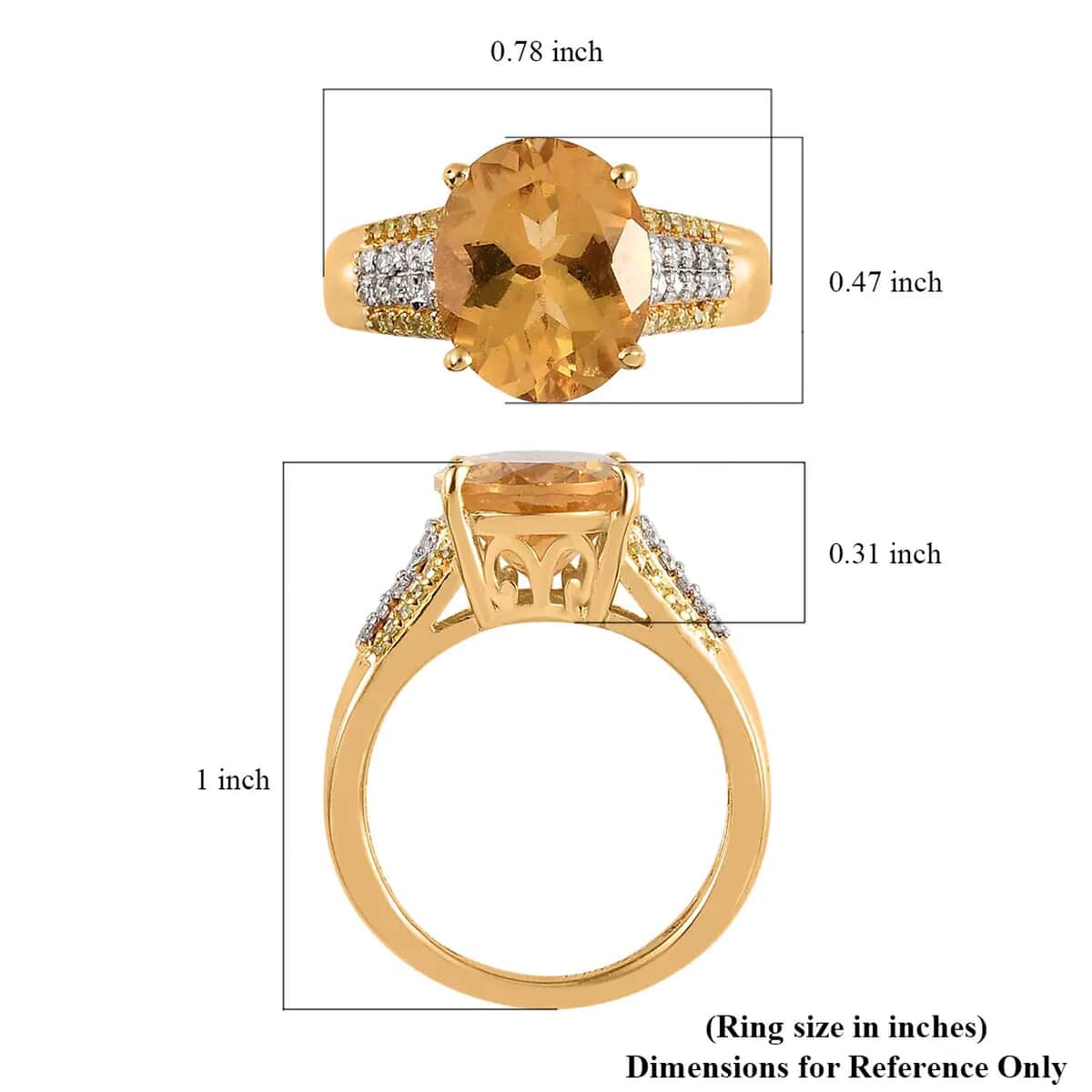 Premium Brazilian Heliodor and Moissanite, Natural Yellow Diamond Ring in Vermeil Yellow Gold Over Sterling Silver 3.10 ctw image number 6