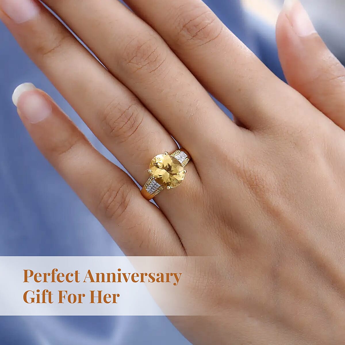 Premium Brazilian Heliodor and Moissanite, Natural Yellow Diamond Ring in Vermeil Yellow Gold Over Sterling Silver (Size 8.0) 3.10 ctw image number 4