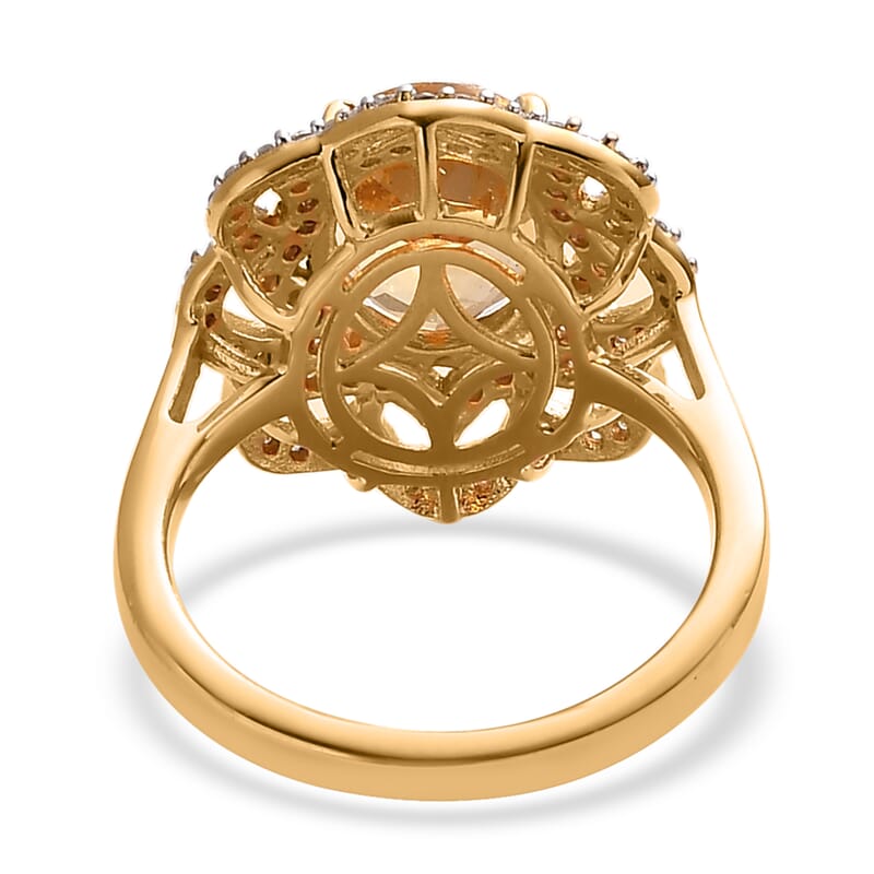 Premium Heliodor and White Zircon Ring in Vermeil Yellow Gold Over Sterling Silver (Size 10.0) 3.00 ctw