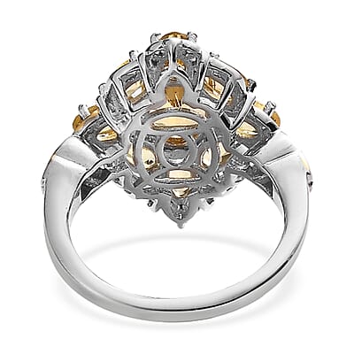 Premium Brazilian Heliodor Elongated Ring in Vermeil Yellow Gold and Platinum Over Sterling Silver (Size 10.0) 2.75 ctw