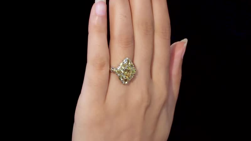Premium Brazilian Heliodor Elongated Ring in Vermeil Yellow Gold and Platinum Over Sterling Silver 2.75 ctw