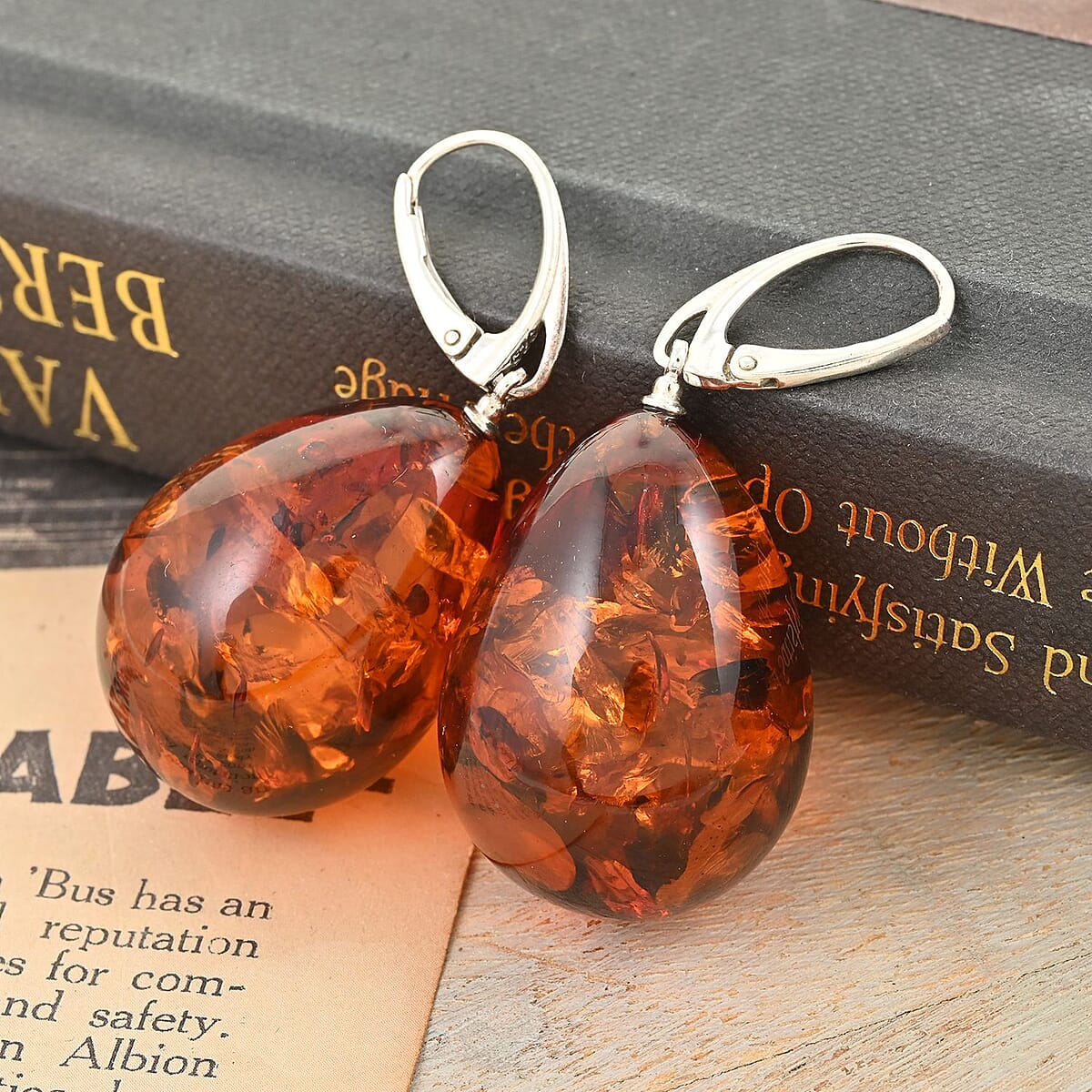 Baltic Amber Earrings in Sterling Silver image number 1