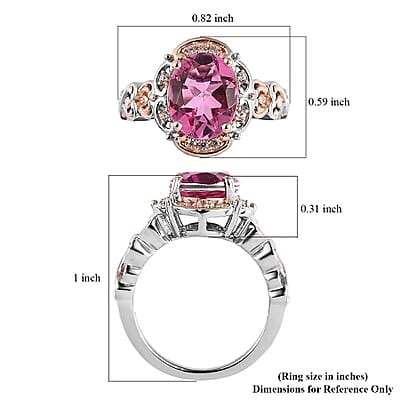 Radiant Orchid Quartz (Triplet) and White Zircon Ring in Vermeil RG and Platinum Over Sterling Silver (Size 10.0) 2.90 ctw
