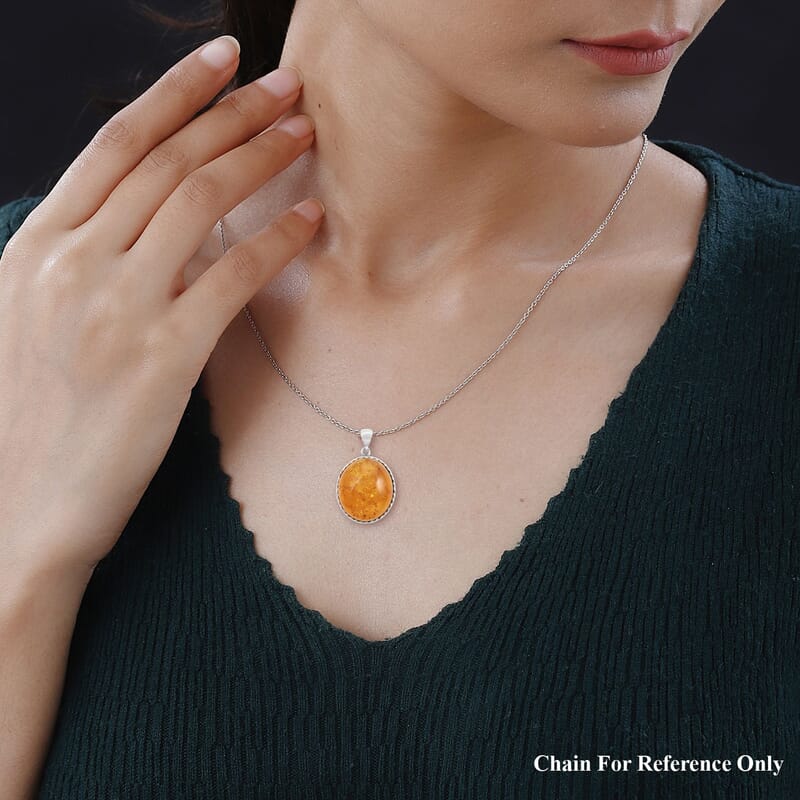 Baltic Amber Sunburst Pendant in Sterling Silver