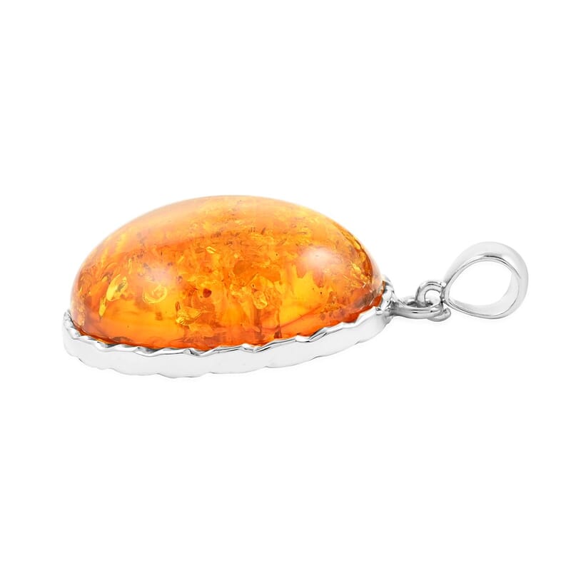 Baltic Amber Sunburst Pendant in Sterling Silver