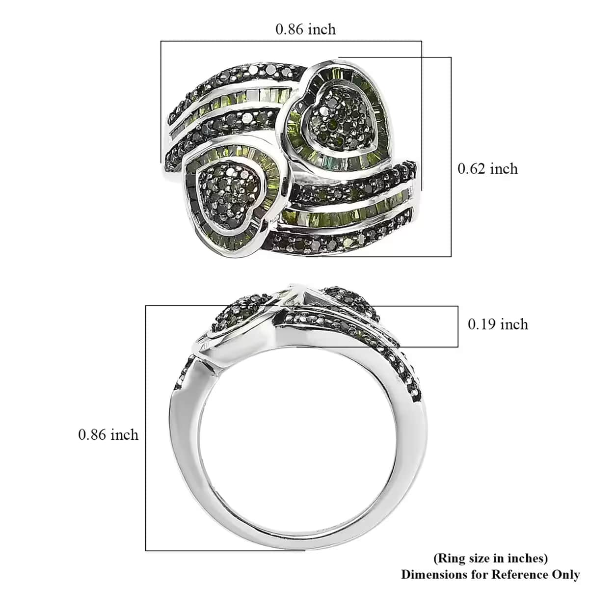 Diamond Bypass Heart Ring in Platinum Over Sterling Silver 1.00 ctw image number 7