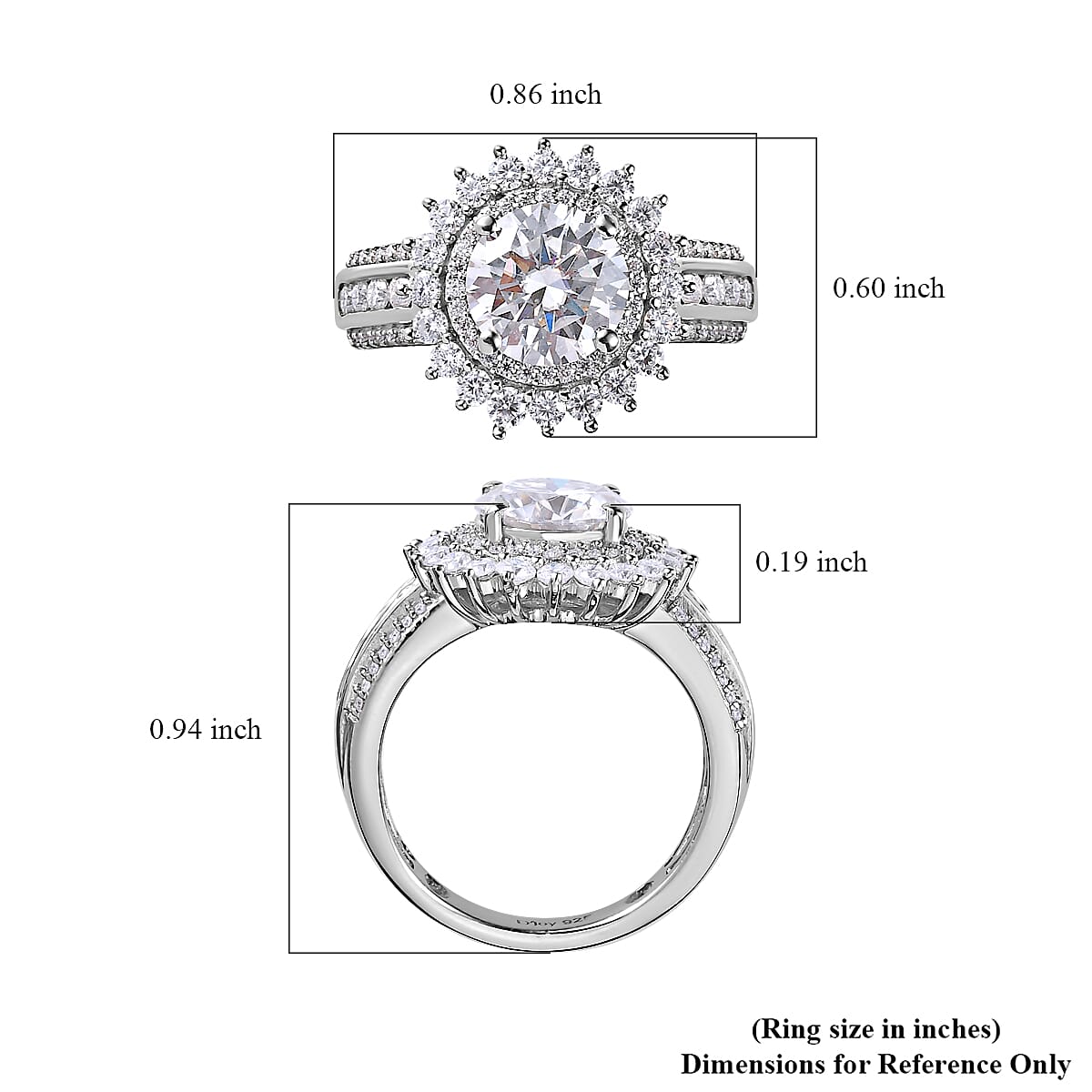 One Time Only Moissanite (Rnd 8mm) Double Halo Ring in Platinum Over Sterling Silver (Size 10.0) 2.35 ctw image number 5