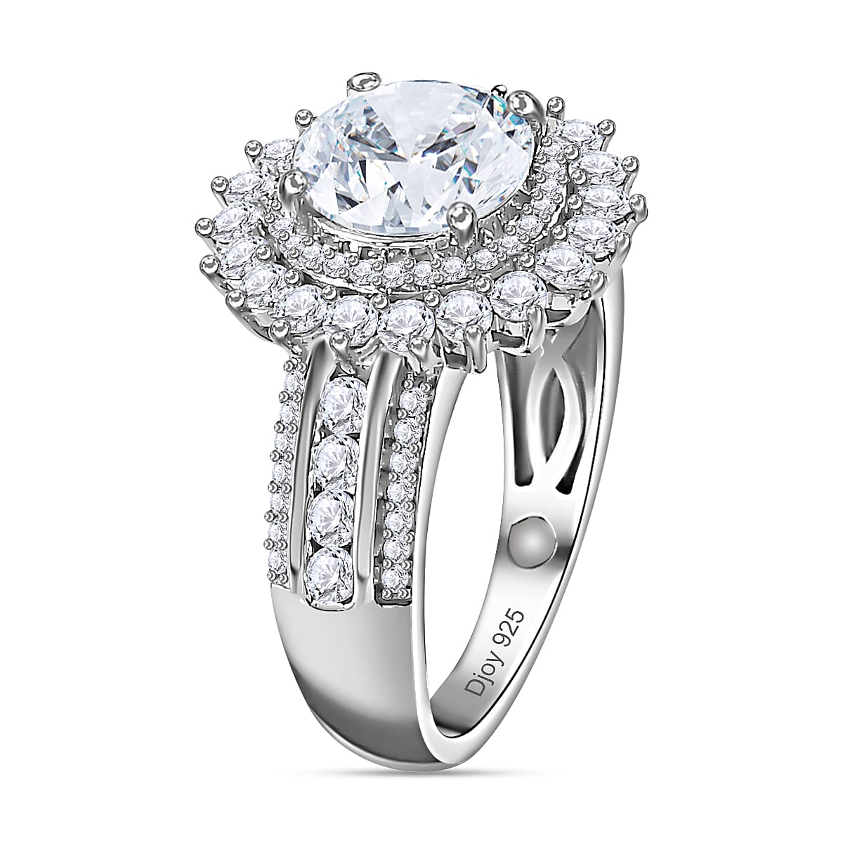 Moissanite Double Halo Ring in Platinum Over Sterling Silver (Size 8.0) 2.35 ctw image number 3