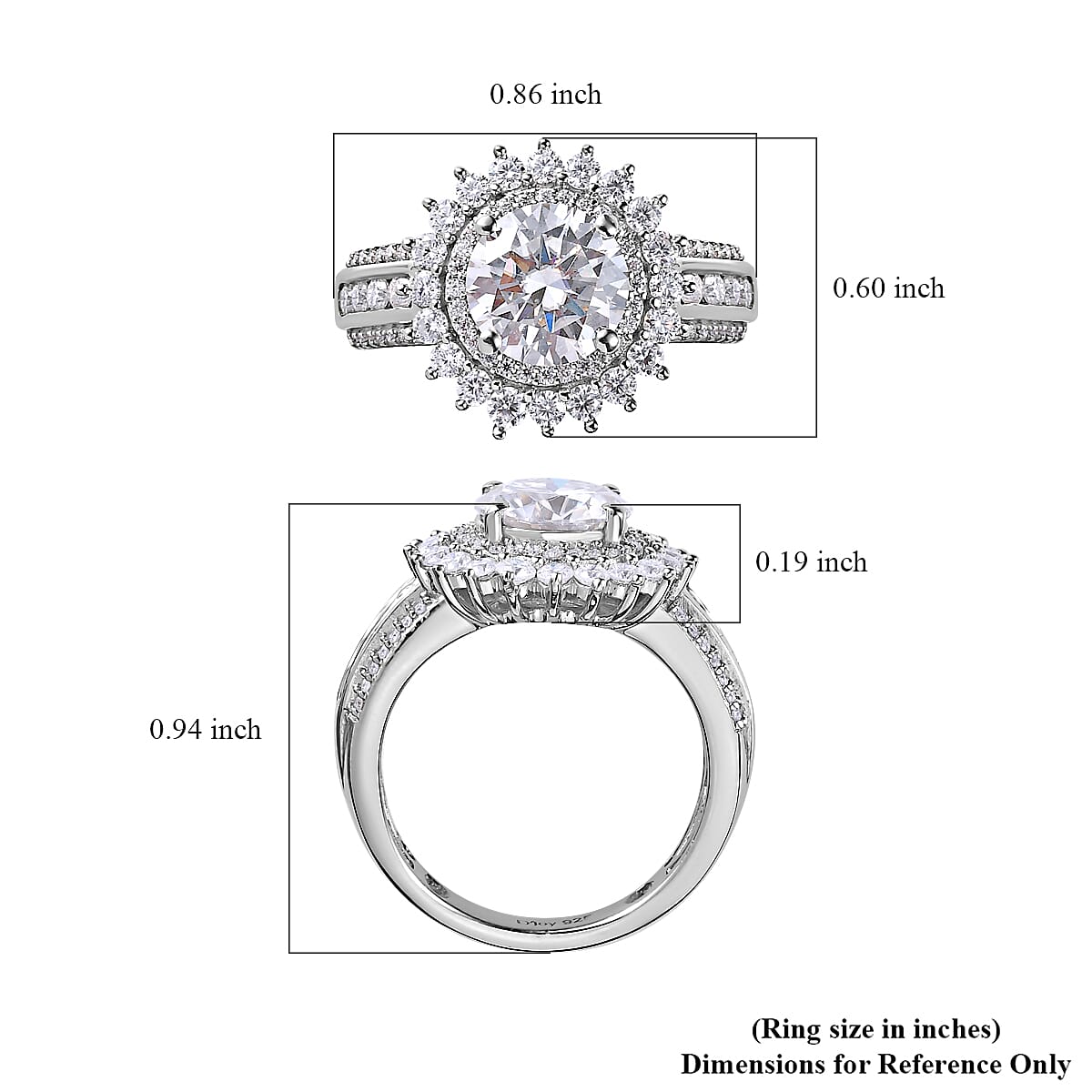 Moissanite Double Halo Ring in Platinum Over Sterling Silver (Size 8.0) 2.35 ctw image number 5