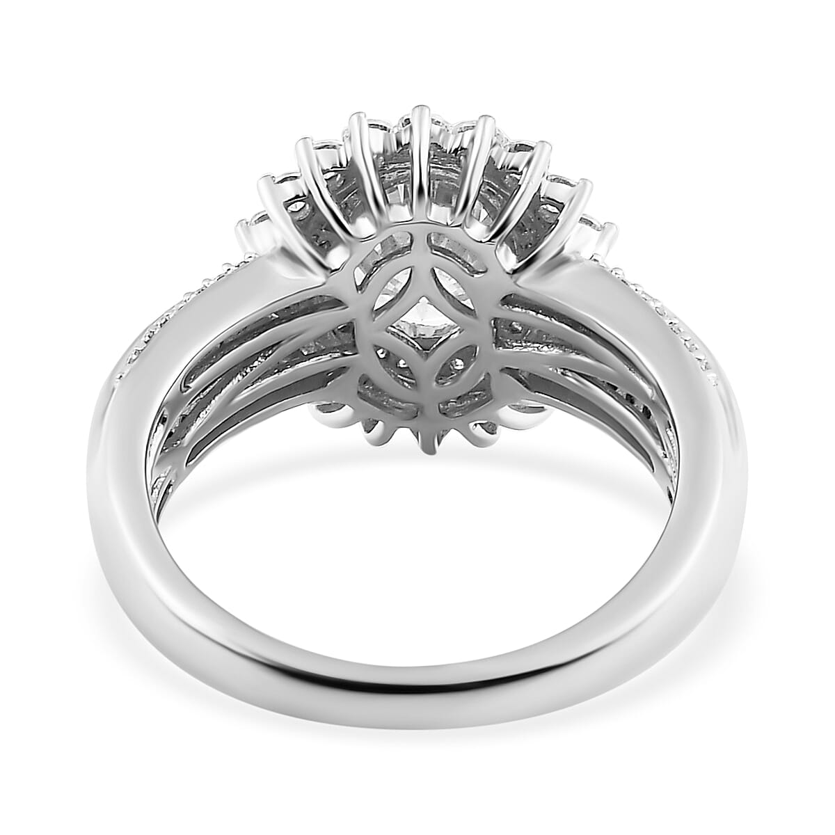 Moissanite Double Halo Ring in Platinum Over Sterling Silver (Size 10.0) 2.60 ctw image number 4