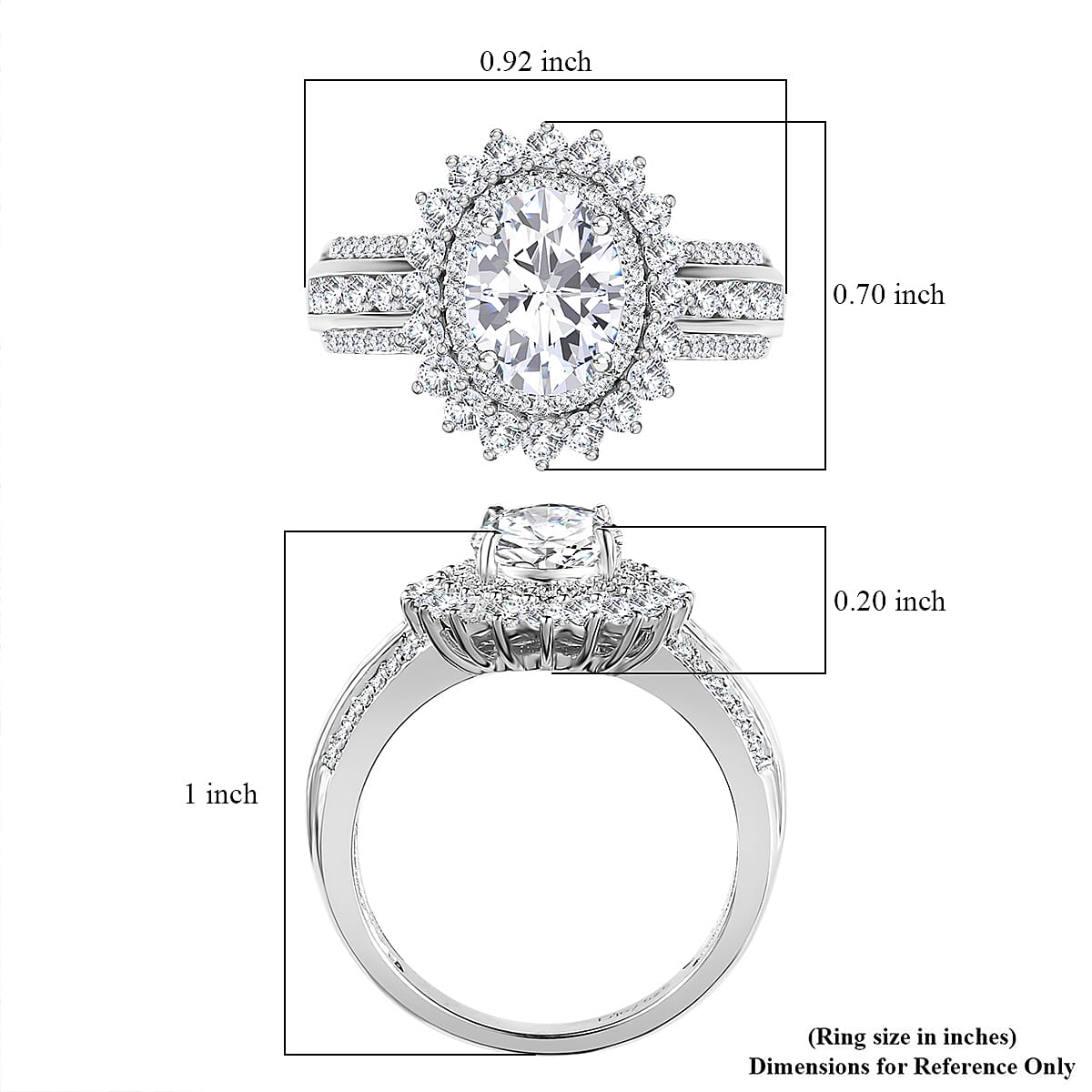 Moissanite Double Halo Ring in Platinum Over Sterling Silver (Size 10.0) 2.60 ctw image number 5
