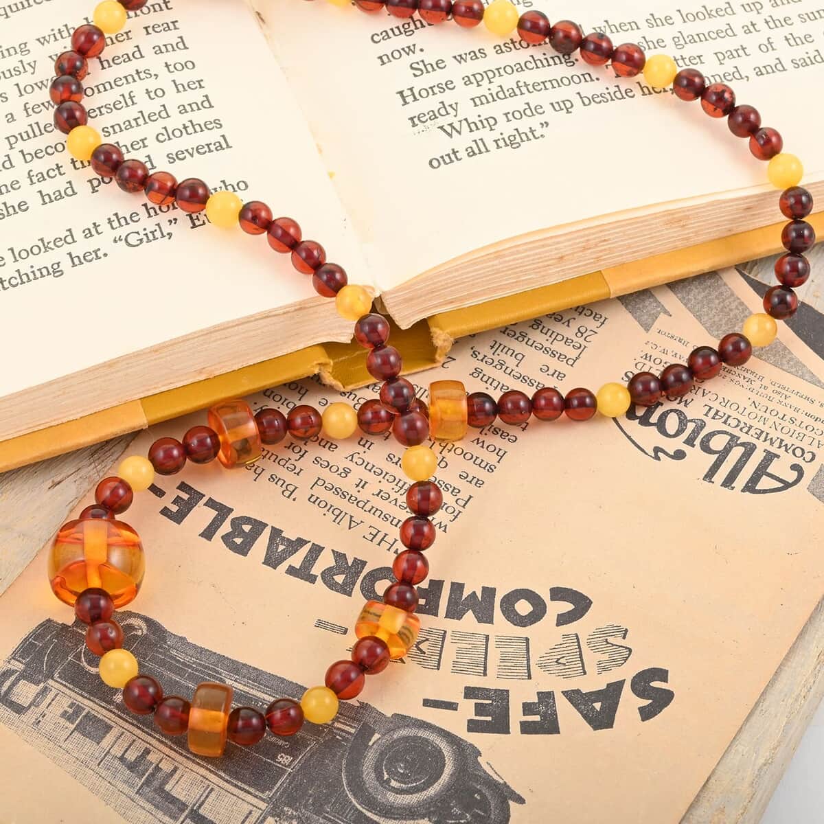 Baltic Amber Necklace 24 Inches in Sterling Silver image number 1