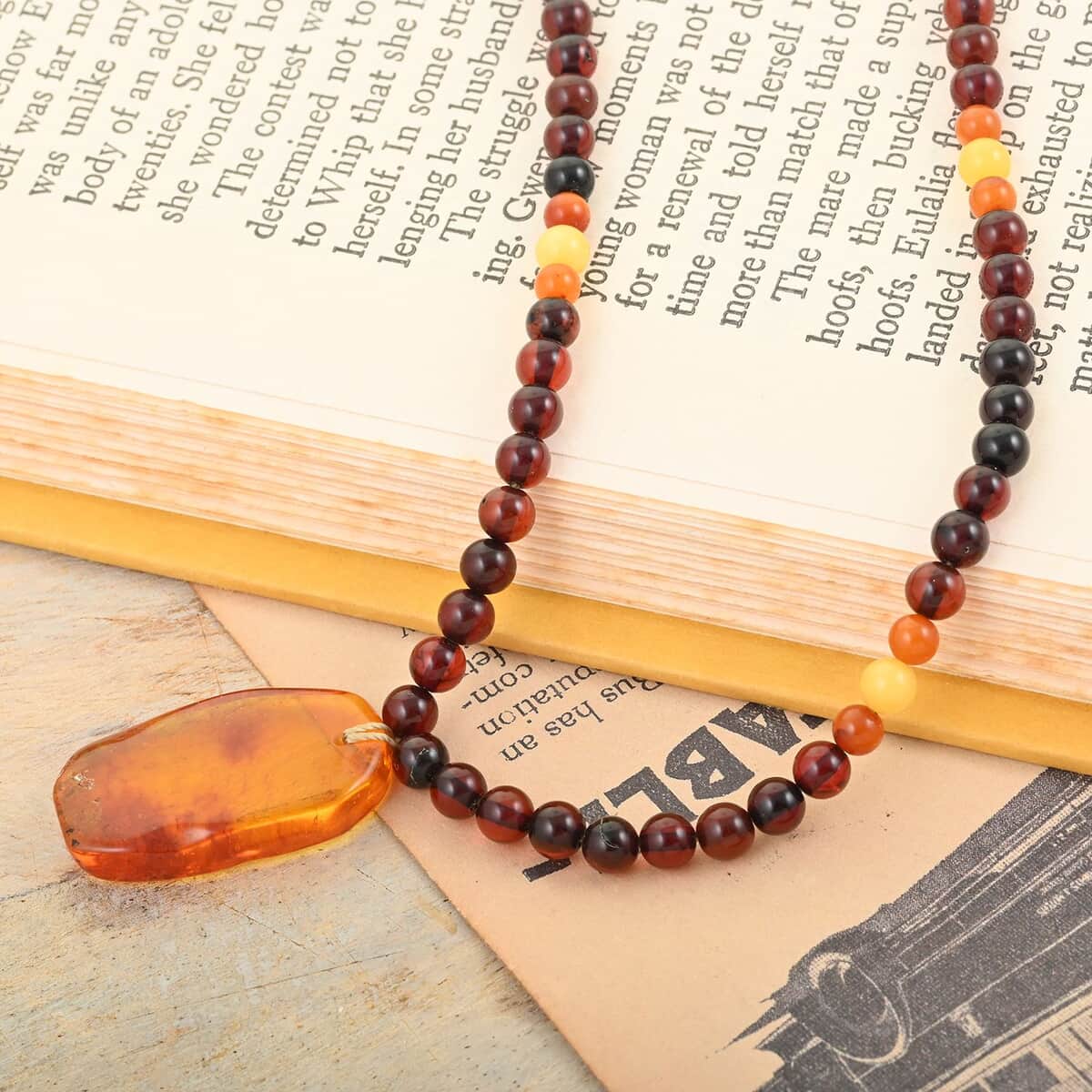 Baltic Amber Necklace 24 Inches in Sterling Silver image number 1