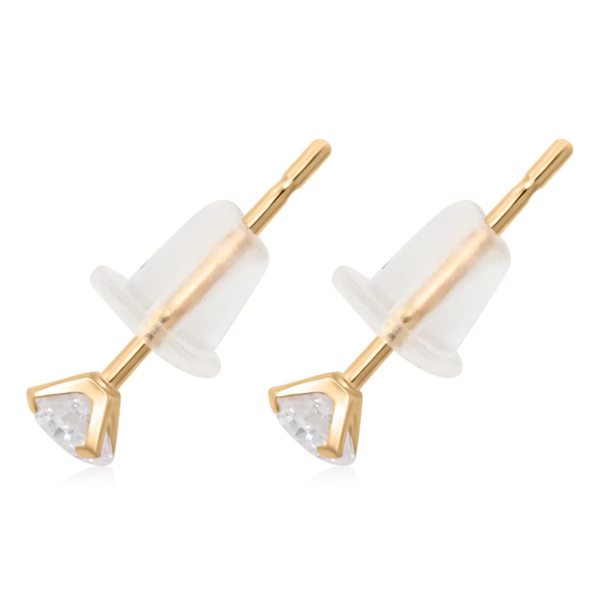 10K Yellow Gold Simulated Diamond Stud Earrings 0.35 ctw image number 3