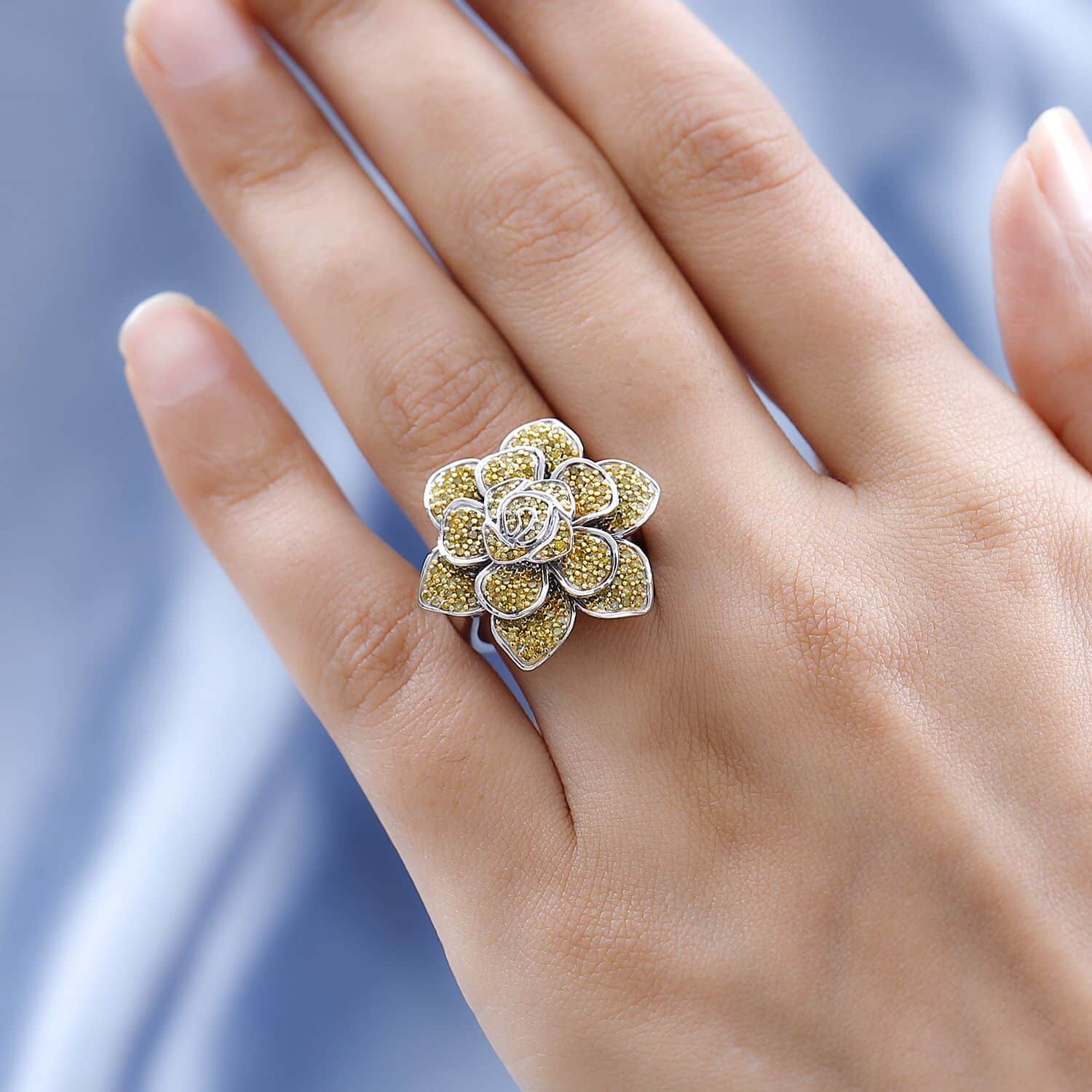 Yellow diamond clearance flower ring